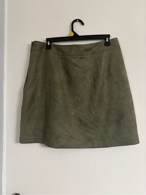 LOFT Olive Green Mini Suede Skirt